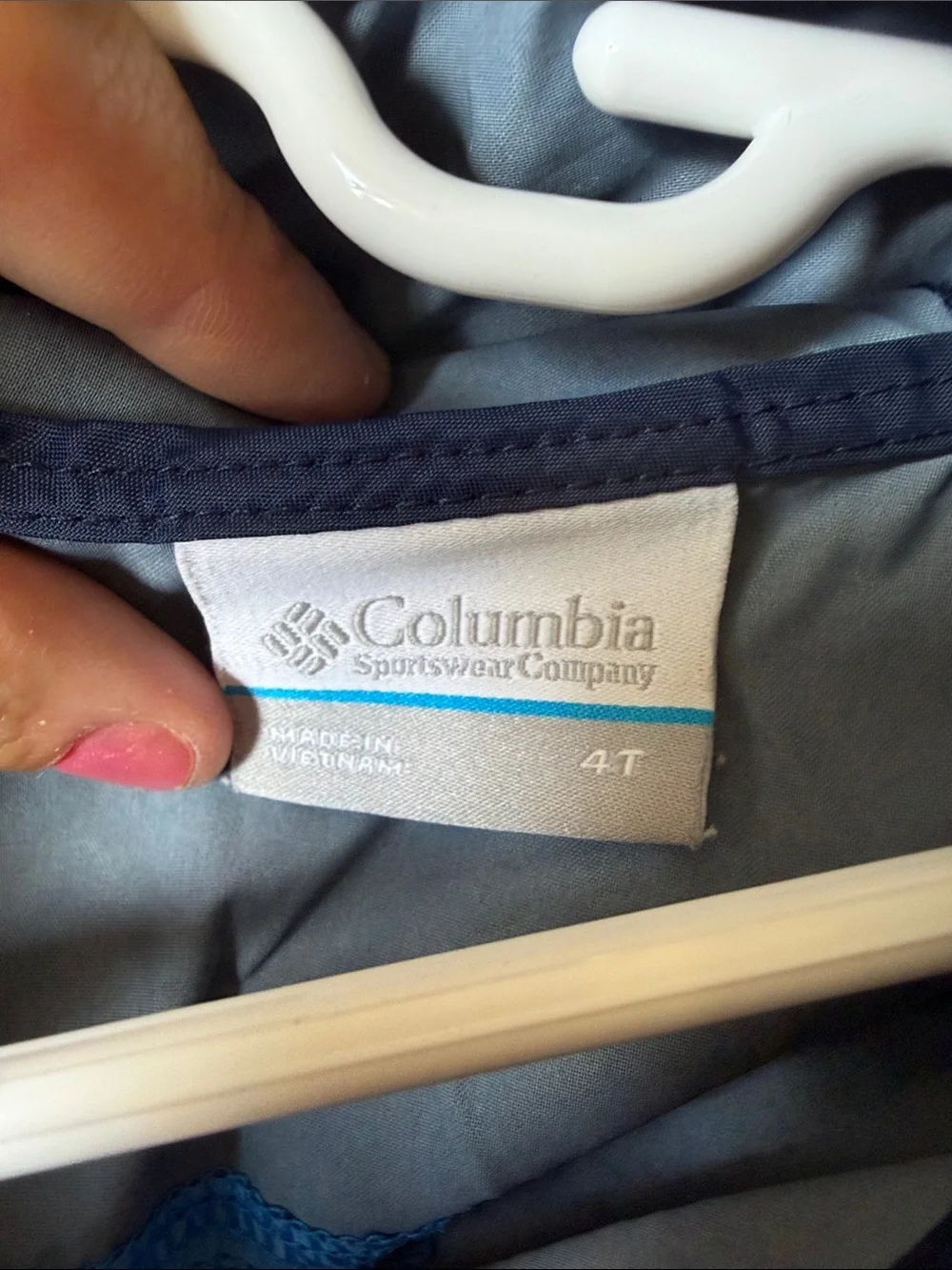 Columbia Bright Blue and Navy Hooded Windbreaker